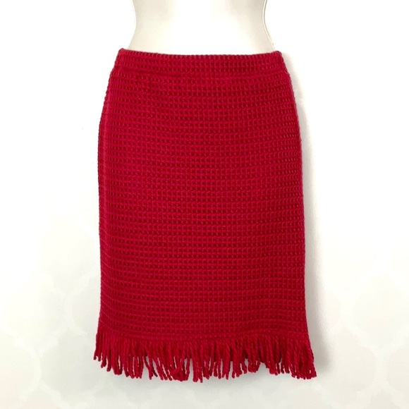 PLENTY BY TRACY REESE RED FRINGE SKIRT SET - Picture 6 of 10